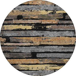 Piper Looms Chantille Stripes ACN1665 Black Machine Washable Area Rug Round Main Image