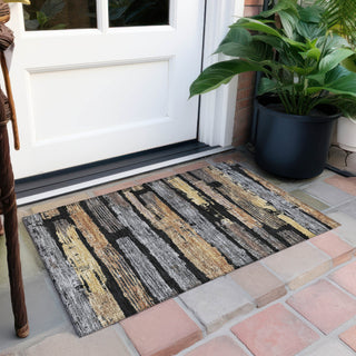 Piper Looms Chantille Stripes ACN1665 Black Machine Washable Area Rug Scatter Outdoor Lifestyle Image Feature