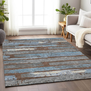 Piper Looms Chantille Stripes ACN1665 Chocolate Machine Washable Area Rug Lifestyle Image Feature