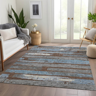 Piper Looms Chantille Stripes ACN1665 Chocolate Machine Washable Area Rug Lifestyle Image Feature