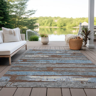 Piper Looms Chantille Stripes ACN1665 Chocolate Machine Washable Area Rug Outdoor Lifestyle Image Feature