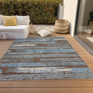 Piper Looms Chantille Stripes ACN1665 Chocolate Machine Washable Area Rug Outdoor Lifestyle Image Feature