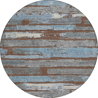 Piper Looms Chantille Stripes ACN1665 Chocolate Machine Washable Area Rug Round Main Image