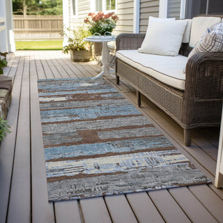 Piper Looms Chantille Stripes ACN1665 Chocolate Machine Washable Area Rug Runner Outdoor Lifestyle Image Feature