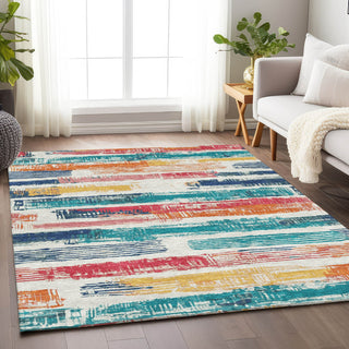 Piper Looms Chantille Stripes ACN1665 Ivory Machine Washable Area Rug Lifestyle Image Feature