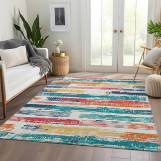 Piper Looms Chantille Stripes ACN1665 Ivory Machine Washable Area Rug Lifestyle Image Feature