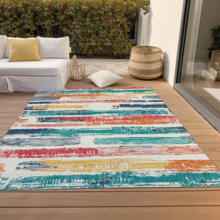 Piper Looms Chantille Stripes ACN1665 Ivory Machine Washable Area Rug Outdoor Lifestyle Image Feature