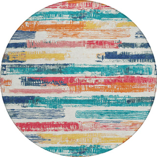 Piper Looms Chantille Stripes ACN1665 Ivory Machine Washable Area Rug Round Main Image