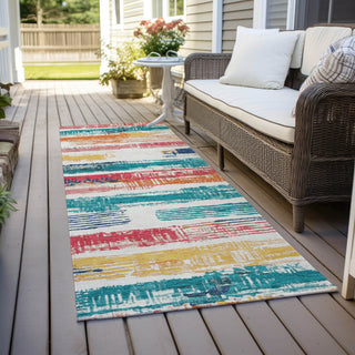 Piper Looms Chantille Stripes ACN1665 Ivory Machine Washable Area Rug Runner Outdoor Lifestyle Image Feature