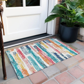 Piper Looms Chantille Stripes ACN1665 Ivory Machine Washable Area Rug Scatter Outdoor Lifestyle Image Feature