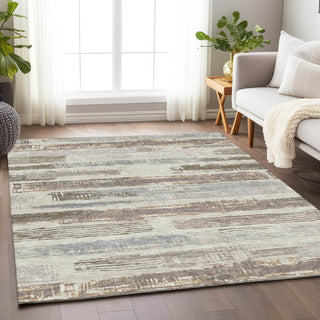 Piper Looms Chantille Stripes ACN1665 Linen Machine Washable Area Rug Lifestyle Image Feature