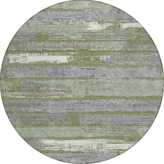 Piper Looms Chantille Stripes ACN1665 Olive Machine Washable Area Rug Round Main Image