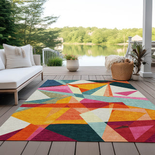 Piper Looms Chantille Geometric ACN1666 Ivory Machine Washable Area Rug Outdoor Lifestyle Image Feature