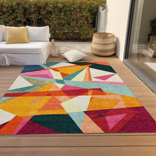 Piper Looms Chantille Geometric ACN1666 Ivory Machine Washable Area Rug Outdoor Lifestyle Image Feature