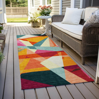 Piper Looms Chantille Geometric ACN1666 Ivory Machine Washable Area Rug Runner Outdoor Lifestyle Image Feature