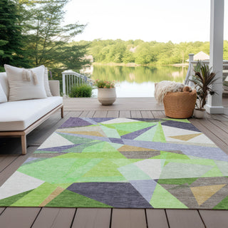 Piper Looms Chantille Geometric ACN1666 Lavender Machine Washable Area Rug Outdoor Lifestyle Image Feature