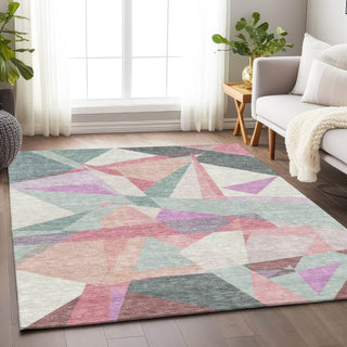 Piper Looms Chantille Geometric ACN1666 Seafoam Machine Washable Area Rug Lifestyle Image Feature