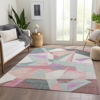 Piper Looms Chantille Geometric ACN1666 Seafoam Machine Washable Area Rug Lifestyle Image Feature