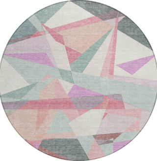 Piper Looms Chantille Geometric ACN1666 Seafoam Machine Washable Area Rug Round Main Image