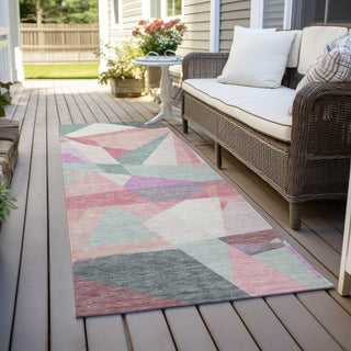 Piper Looms Chantille Geometric ACN1666 Seafoam Machine Washable Area Rug Runner Outdoor Lifestyle Image Feature