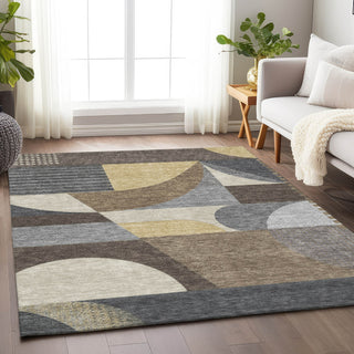 Piper Looms Chantille Mid Century ACN1667 Brown Machine Washable Area Rug Lifestyle Image Feature