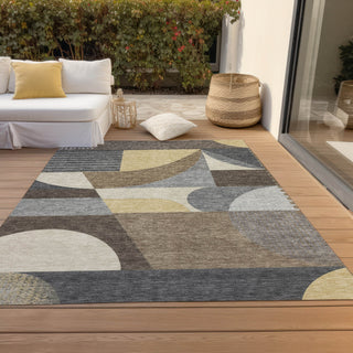Piper Looms Chantille Mid Century ACN1667 Brown Machine Washable Area Rug Outdoor Lifestyle Image Feature