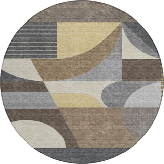Piper Looms Chantille Mid Century ACN1667 Brown Machine Washable Area Rug Round Main Image