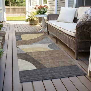 Piper Looms Chantille Mid Century ACN1667 Brown Machine Washable Area Rug Runner Outdoor Lifestyle Image Feature