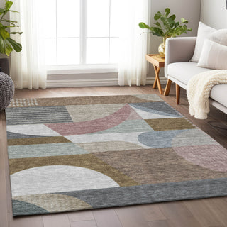 Piper Looms Chantille Mid Century ACN1667 Mocha Machine Washable Area Rug Lifestyle Image Feature