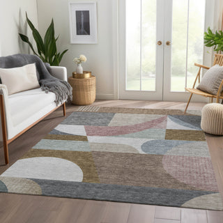 Piper Looms Chantille Mid Century ACN1667 Mocha Machine Washable Area Rug Lifestyle Image Feature