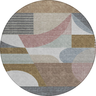 Piper Looms Chantille Mid Century ACN1667 Mocha Machine Washable Area Rug Round Main Image