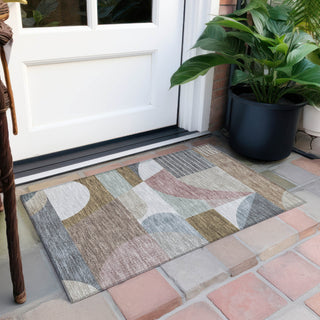 Piper Looms Chantille Mid Century ACN1667 Mocha Machine Washable Area Rug Scatter Outdoor Lifestyle Image Feature