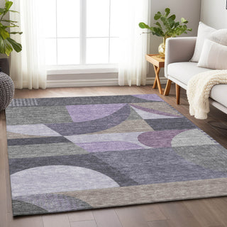 Piper Looms Chantille Mid Century ACN1667 Purple Machine Washable Area Rug Lifestyle Image Feature