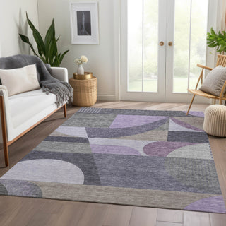 Piper Looms Chantille Mid Century ACN1667 Purple Machine Washable Area Rug Lifestyle Image Feature