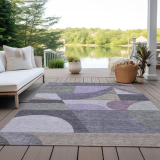 Piper Looms Chantille Mid Century ACN1667 Purple Machine Washable Area Rug Outdoor Lifestyle Image Feature