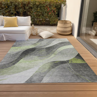 Piper Looms Chantille Swirls ACN1668 Aloe Machine Washable Area Rug Outdoor Lifestyle Image Feature