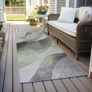 Piper Looms Chantille Swirls ACN1668 Aloe Machine Washable Area Rug Runner Outdoor Lifestyle Image Feature