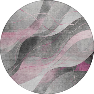Piper Looms Chantille Swirls ACN1668 Pink Machine Washable Area Rug Round Main Image