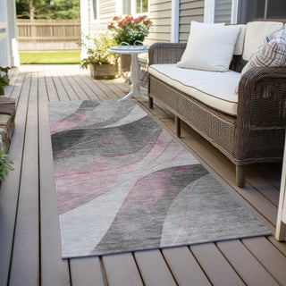 Piper Looms Chantille Swirls ACN1668 Pink Machine Washable Area Rug Runner Outdoor Lifestyle Image Feature
