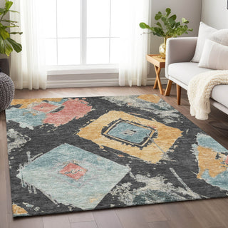 Piper Looms Chantille Diamonds ACN1669 Charcoal Machine Washable Area Rug Lifestyle Image Feature
