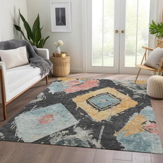 Piper Looms Chantille Diamonds ACN1669 Charcoal Machine Washable Area Rug Lifestyle Image Feature