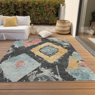 Piper Looms Chantille Diamonds ACN1669 Charcoal Machine Washable Area Rug Outdoor Lifestyle Image Feature