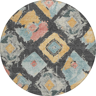 Piper Looms Chantille Diamonds ACN1669 Charcoal Machine Washable Area Rug Round Main Image