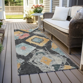 Piper Looms Chantille Diamonds ACN1669 Charcoal Machine Washable Area Rug Runner Outdoor Lifestyle Image Feature