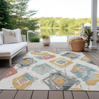 Piper Looms Chantille Diamonds ACN1669 Ivory Machine Washable Area Rug Outdoor Lifestyle Image Feature