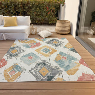Piper Looms Chantille Diamonds ACN1669 Ivory Machine Washable Area Rug Outdoor Lifestyle Image Feature