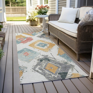 Piper Looms Chantille Diamonds ACN1669 Ivory Machine Washable Area Rug Runner Outdoor Lifestyle Image Feature