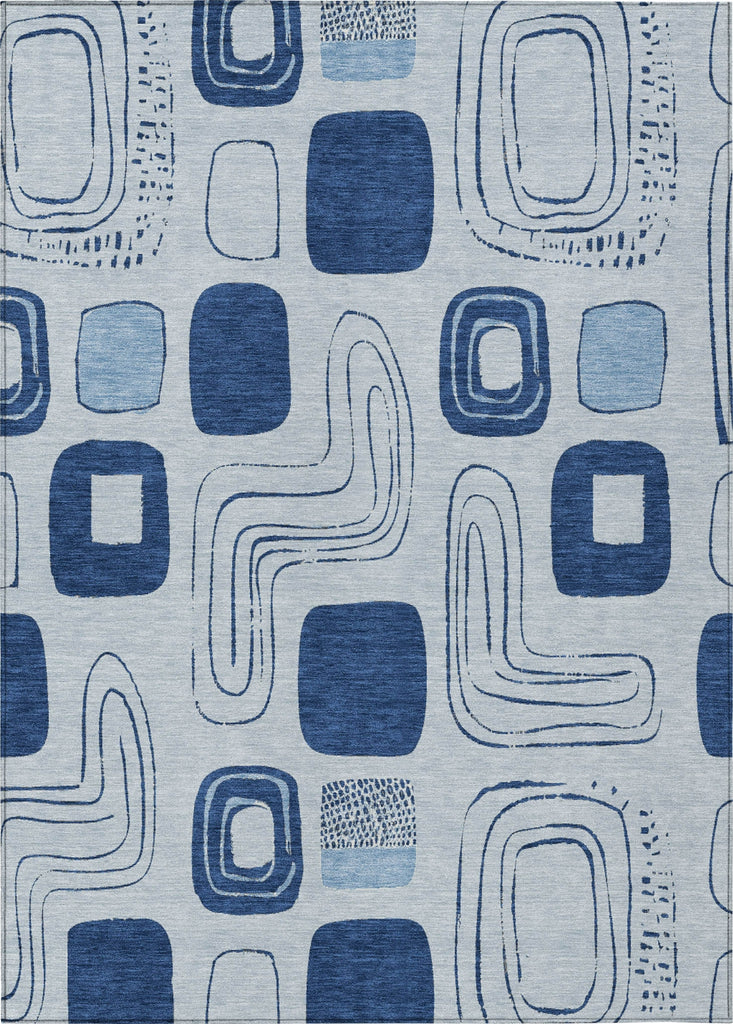 Piper Looms Chantille Geometric ACN1670 Blue Machine Washable Area Rug main image