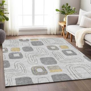 Piper Looms Chantille Geometric ACN1670 Gray Machine Washable Area Rug Lifestyle Image Feature