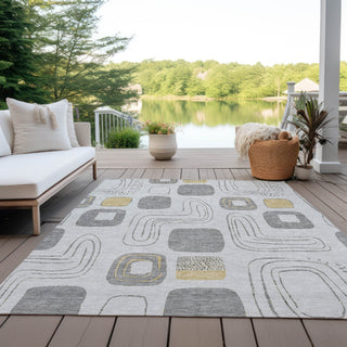 Piper Looms Chantille Geometric ACN1670 Gray Machine Washable Area Rug Outdoor Lifestyle Image Feature